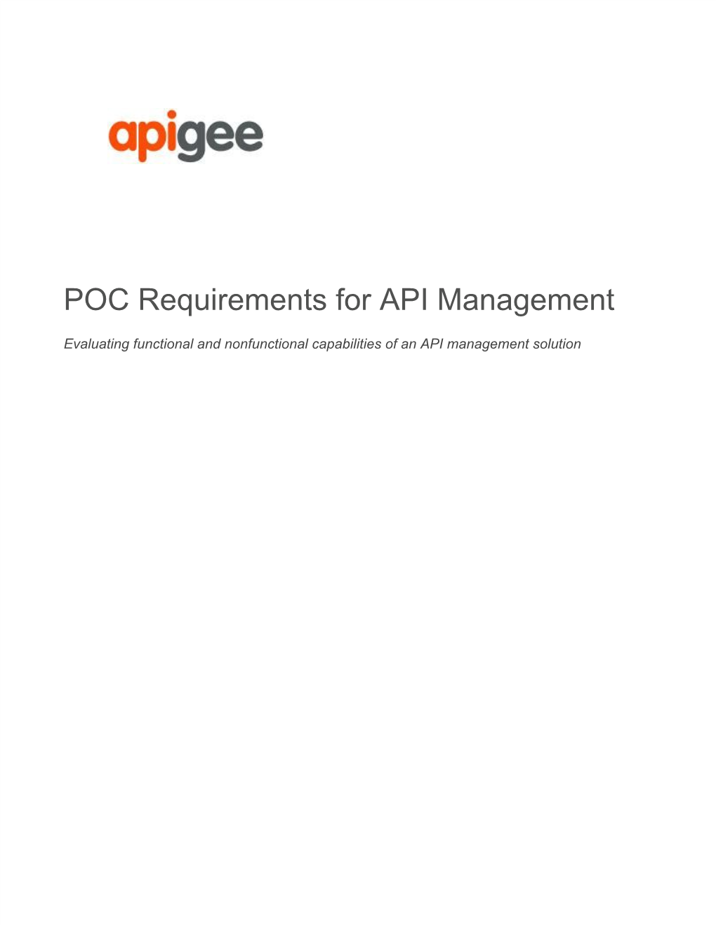 POC Requirements for API Management