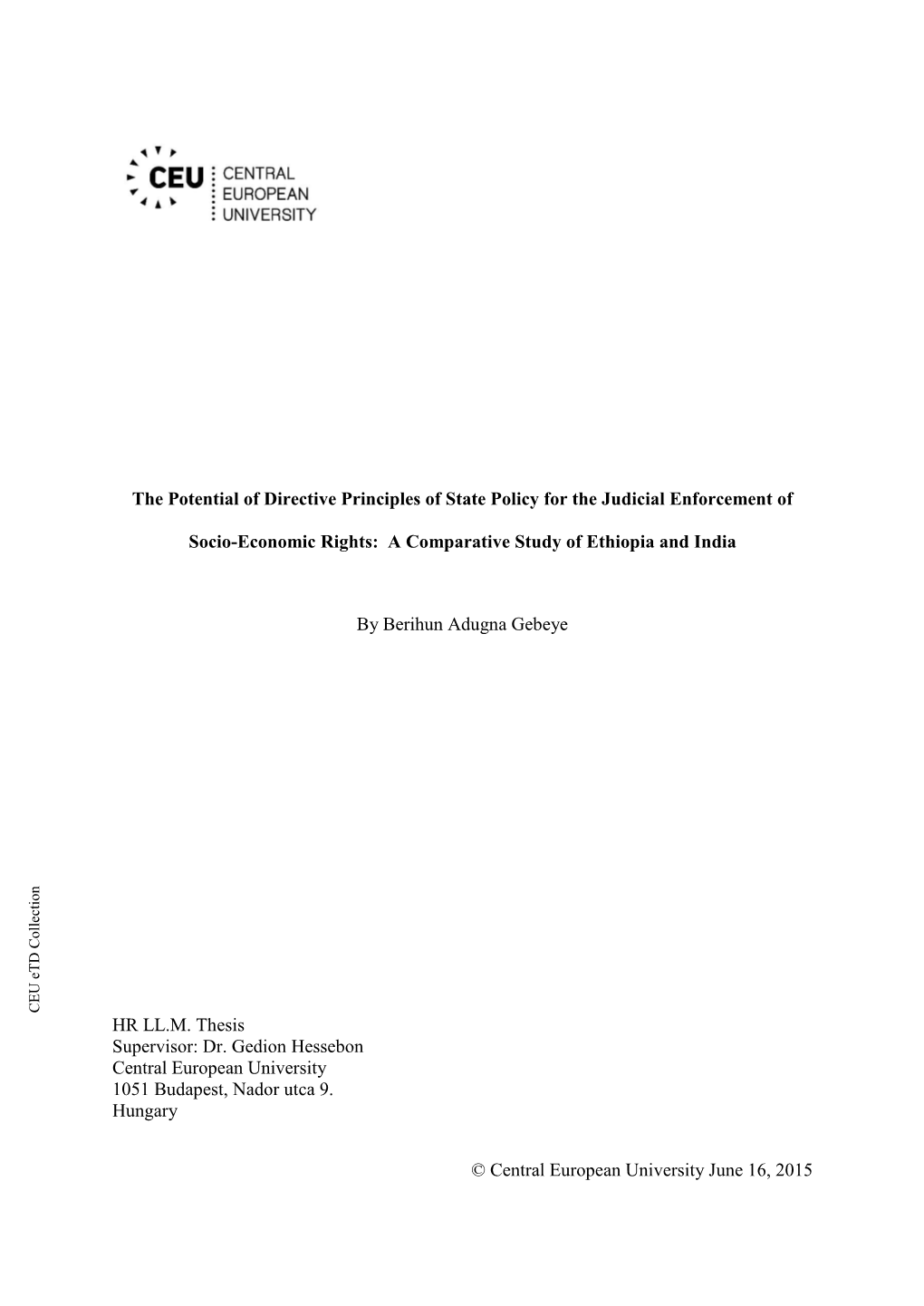 The Potential of Directive Principles of State Policy for the Judicial Enforcement Of