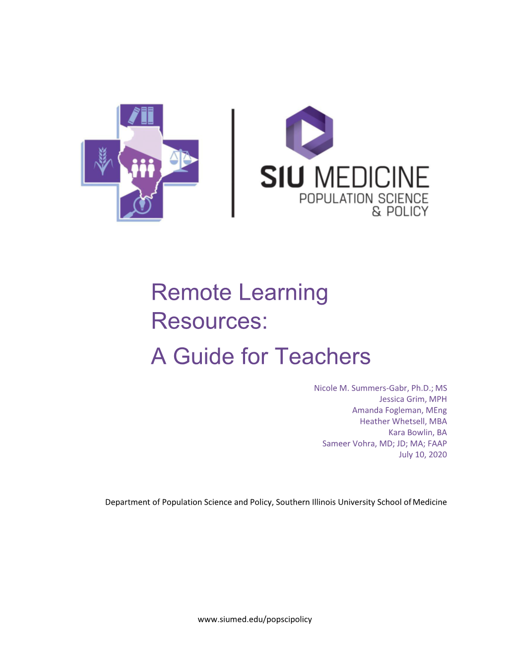 Remote Learning Resources: a Guide for Teachers