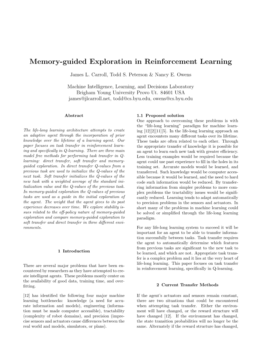 Memory-Guided Exploration in Reinforcement Learning