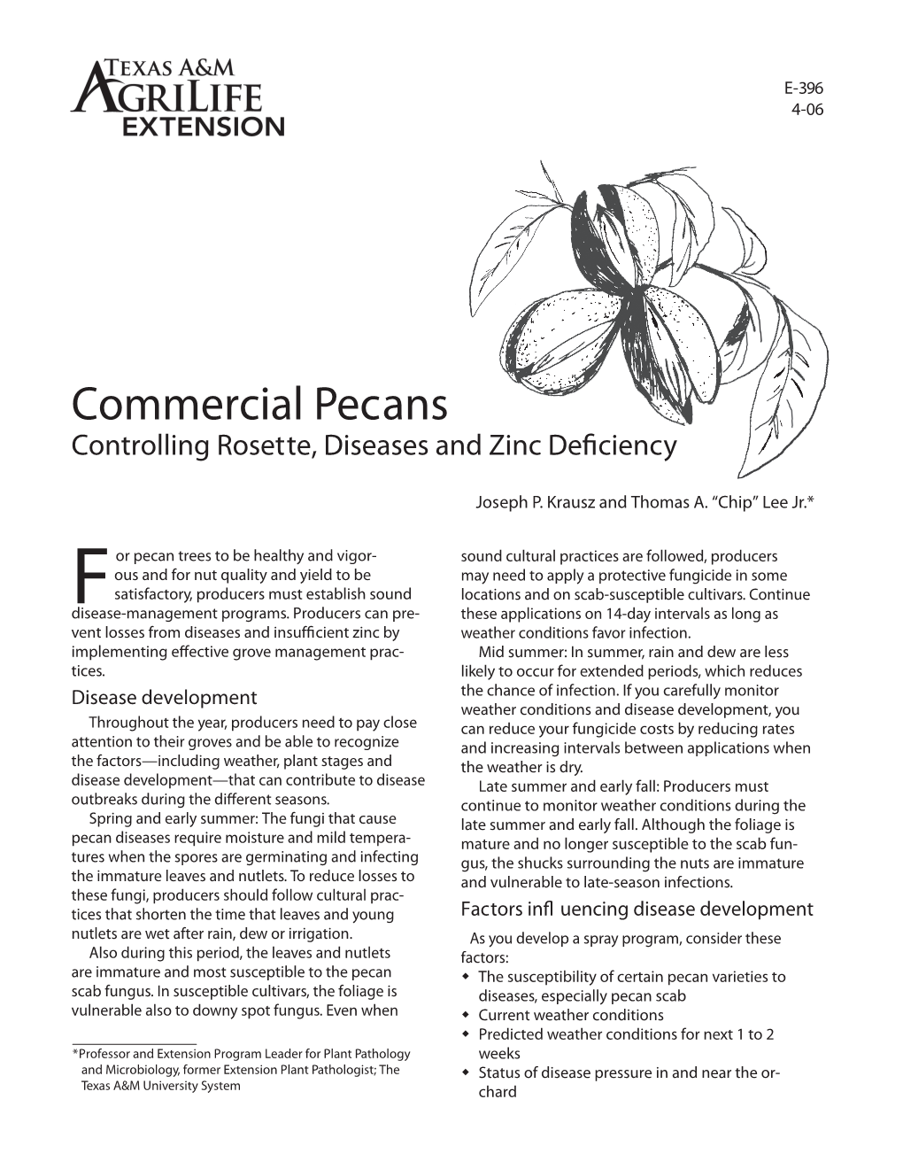 Commercial Pecans: Controlling Rosette, Diseases and Zinc