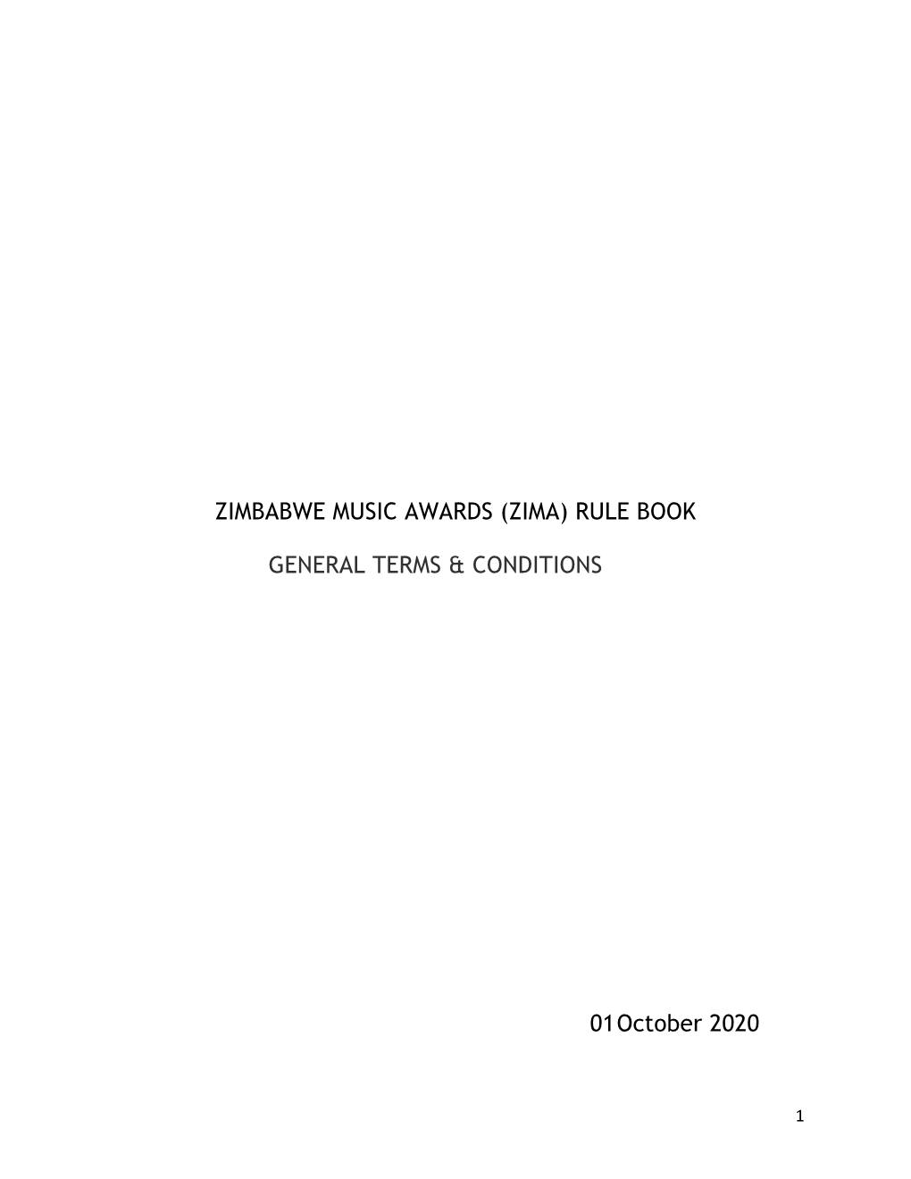 Zimbabwe Music Awards (Zima) Rule Book