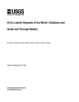 Ni-Co Laterite Deposits of the World—Database and Grade and Tonnage Models