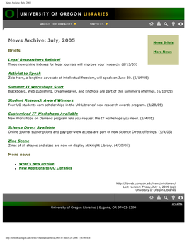News Archive: July, 2005