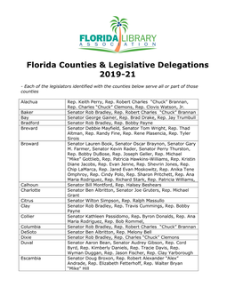 Florida Counties & Legislative Delegations 2019-21