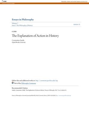 The Explanation of Action in History Constantine Sandis Oxford Brookes University