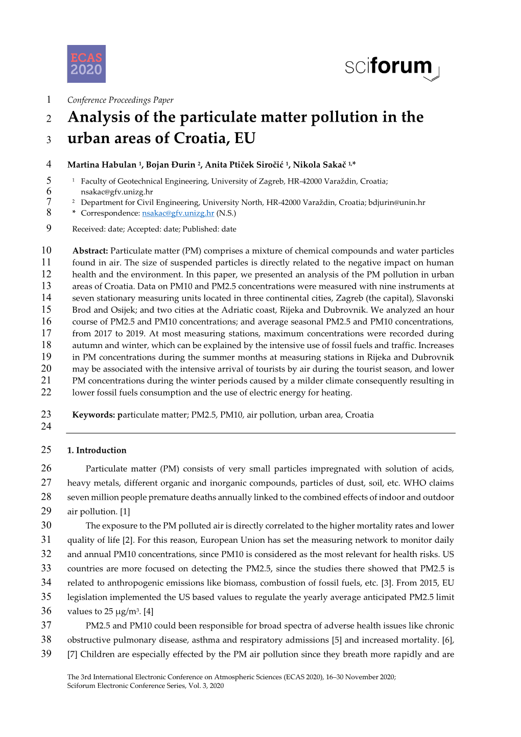 Analysis of the Particulate Matter Pollution in the Urban Areas Of