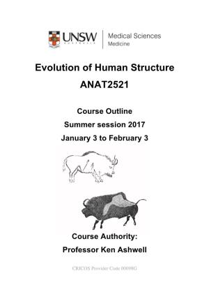 ANAT2521 Evolution of Human Structure Page 2 of 112