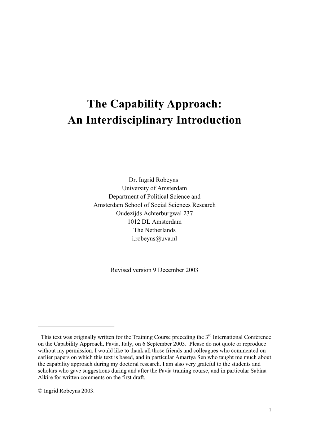 An Introduction to the Capability Approach