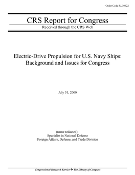 Electric-Drive Propulsion for US Navy Ships