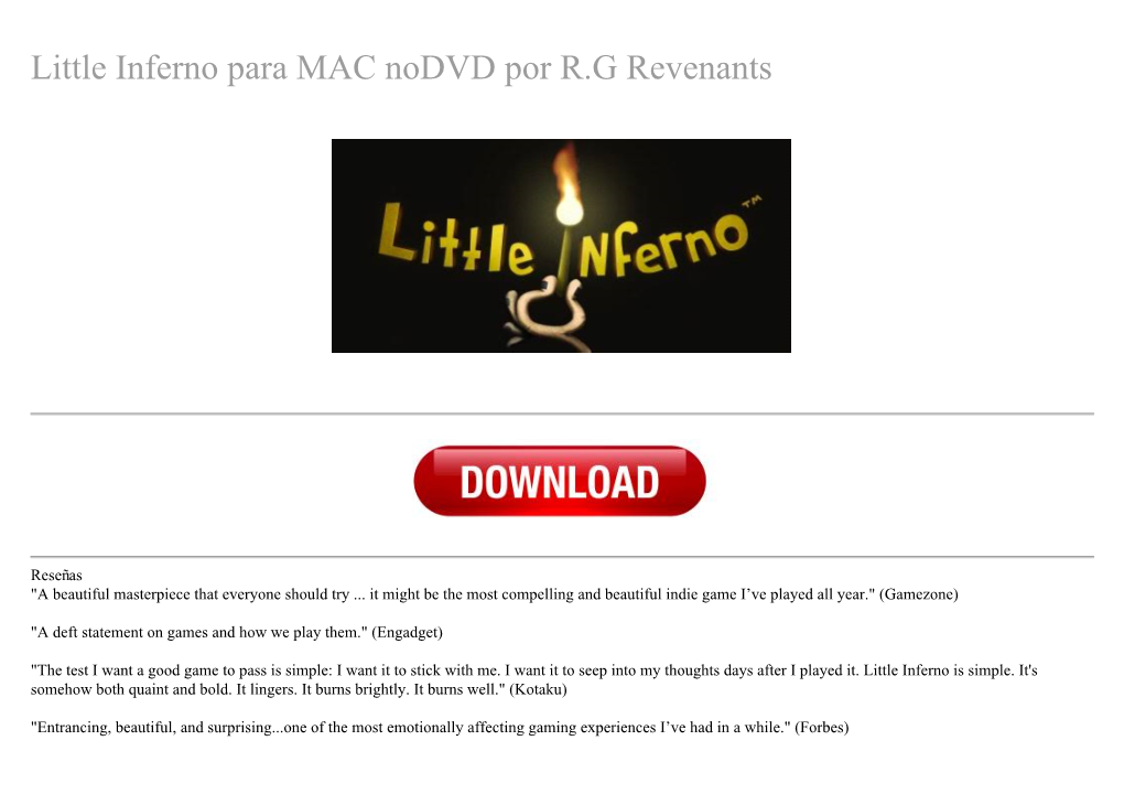 Little Inferno Para MAC Nodvd Por R.G Revenants