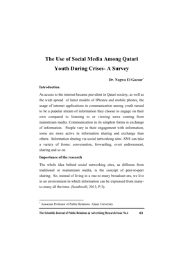 The Use of Social Media Among Qatari Youth During Crises- a Survey