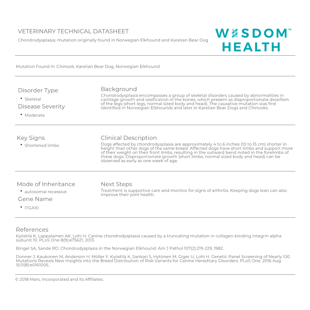 Chondrodysplasia; Mutation Originally Found in Norwegian Elkhound and Karelian Bear Dog