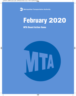 Metropolitan Transportation Authority Minutes of Regular Board Meeting 2 Broadway New York, NY 10004 Thursday, January 23, 2020 10:00 A.M