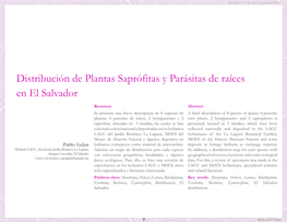 Distribución De Plantas Saprófitas Y Parásitas De Raíces En El Salvador