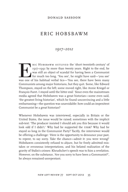 Eric Hobsbawm, 1917-2012