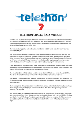 Telethon Cracks $232 Million!