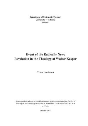 Revelation in the Theology of Walter Kasper