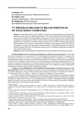 Tv Program Brands in Brand Portfolio of Television Companies