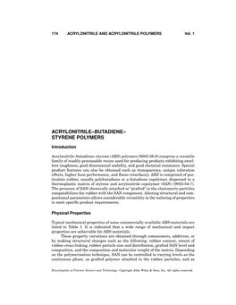 "Acrylonitrile–Butadiene–Styrene Polymers"