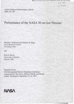 Performance of the NASA 30 Cm Ion Thruster