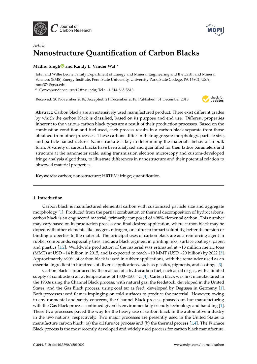 Nanostructure Quantification of Carbon Blacks