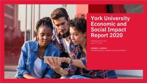 York University Economic and Social Impact Report 2020 Presentation to the April 27, 2021