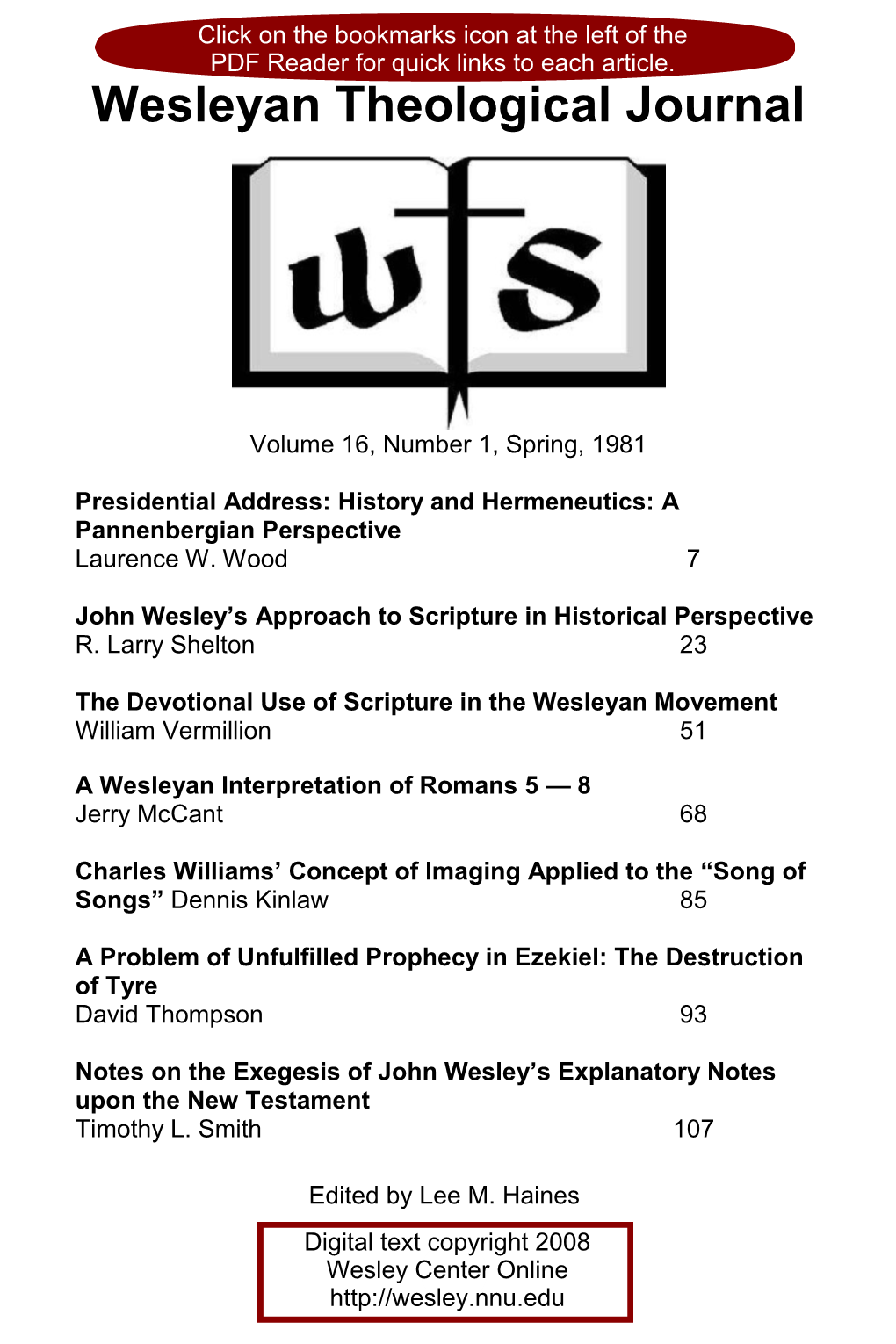 Wesleyan Theological Journal