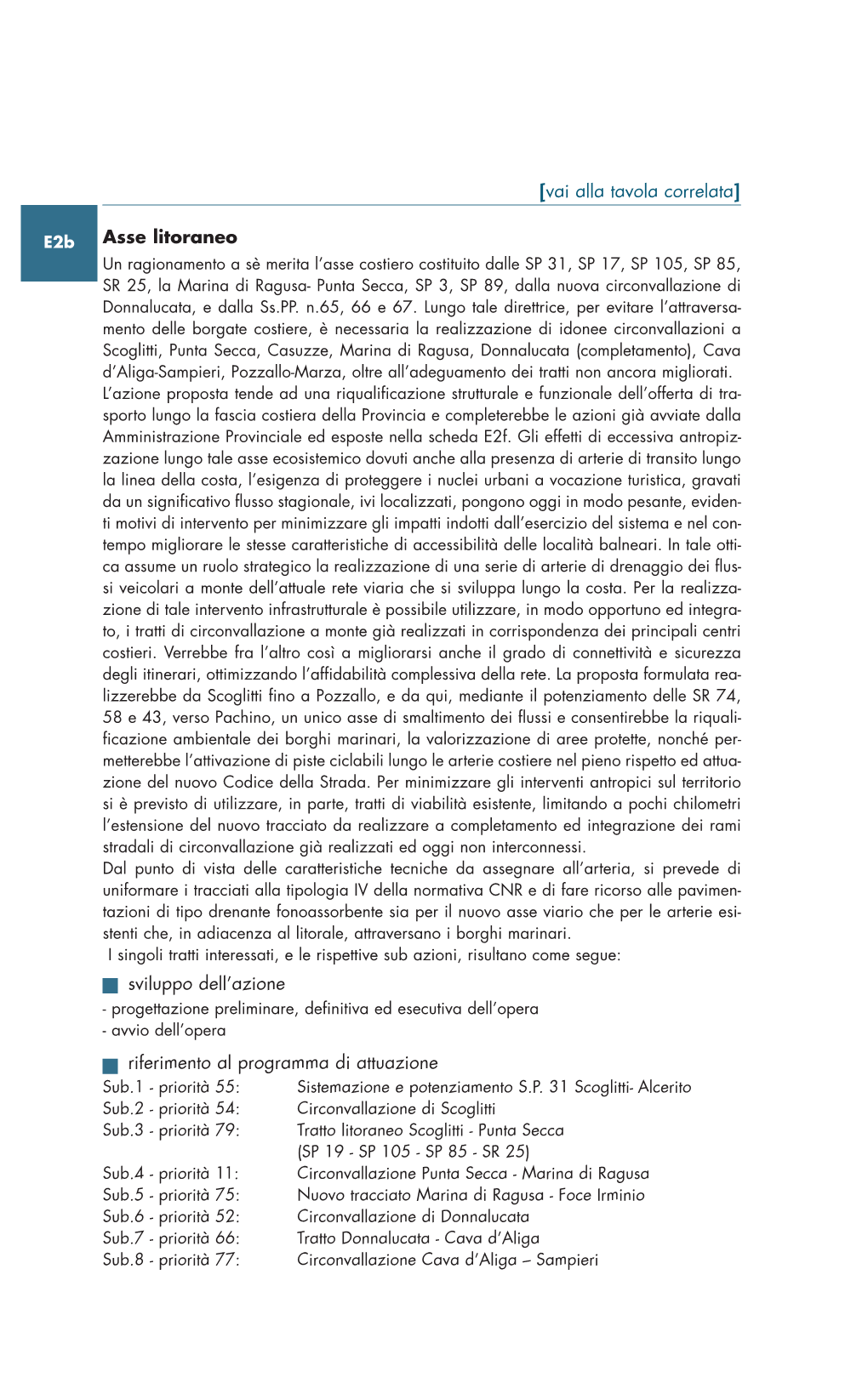 [Vai Alla Tavola Correlata] Asse Litoraneo Sviluppo Dell'azione