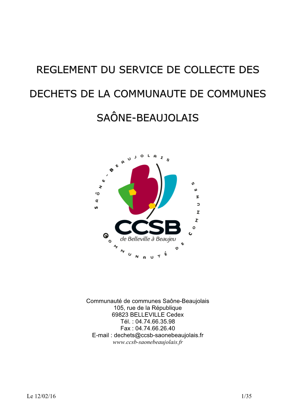 Reglement De Collecte CCSB