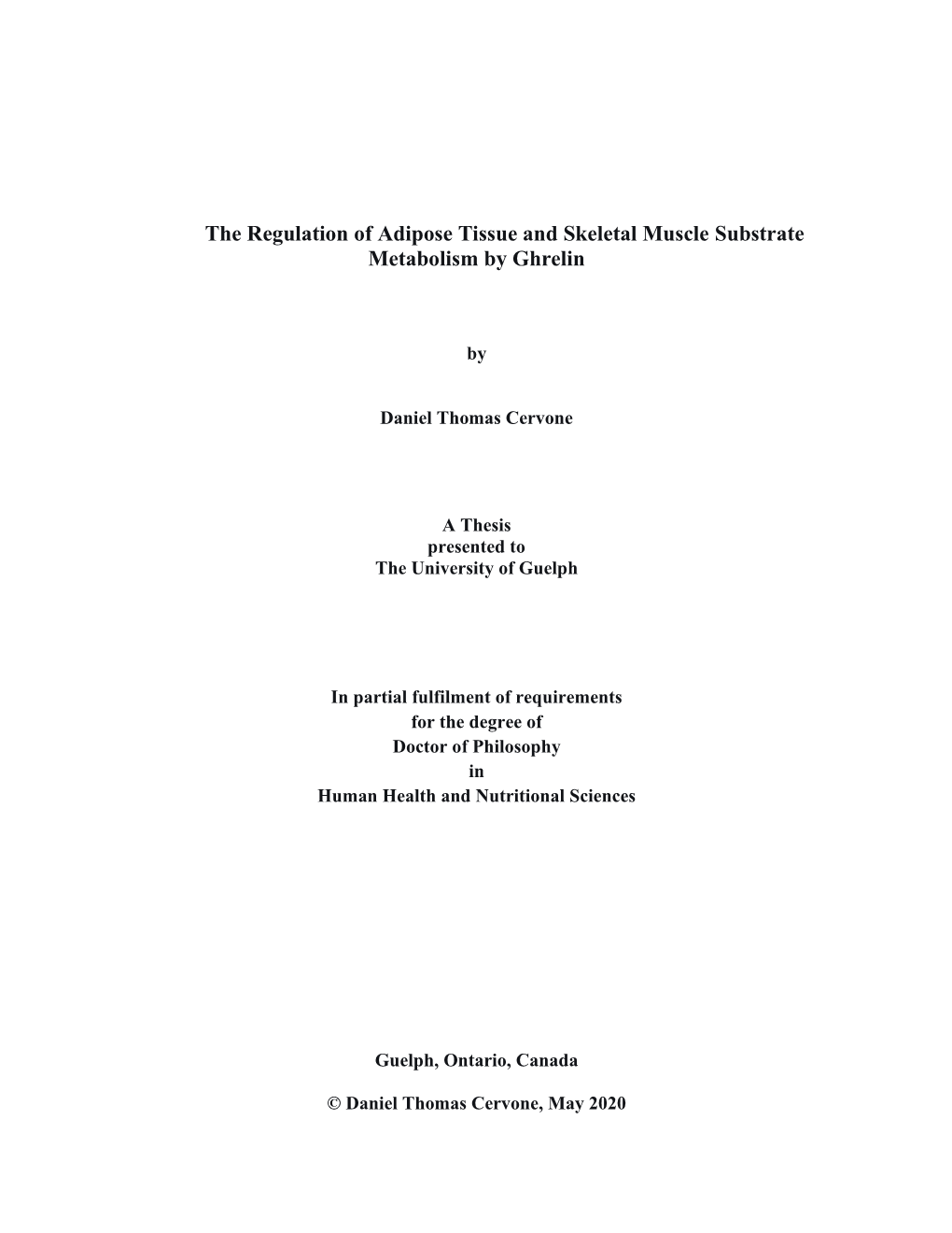 The Regulation of Adipose Tissue and Skeletal Muscle Substrate Metabolism by Ghrelin