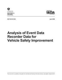 Analysis of Event Data Recorder Data for Vehicle Safety Improvement