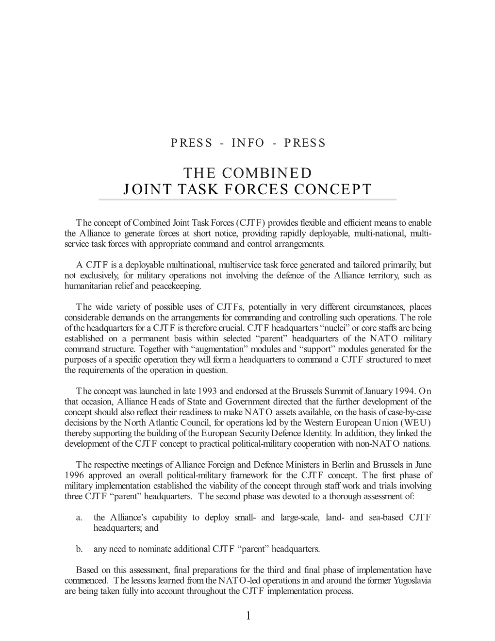 The Combined Joint Task Forces Concept