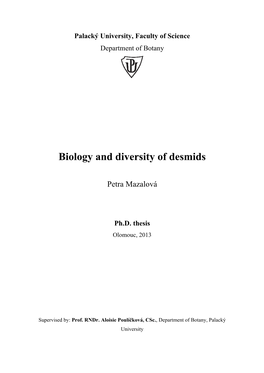 Biology and Diversity of Desmids