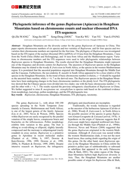 Phylogenetic Inference of the Genus Bupleurum (Apiaceae) In