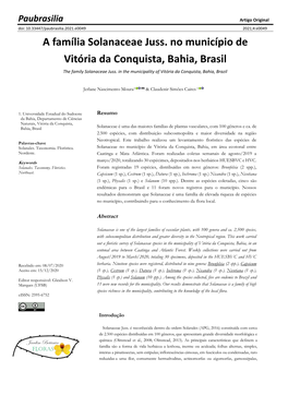 A Família Solanaceae Juss. No Município De Vitória Da Conquista