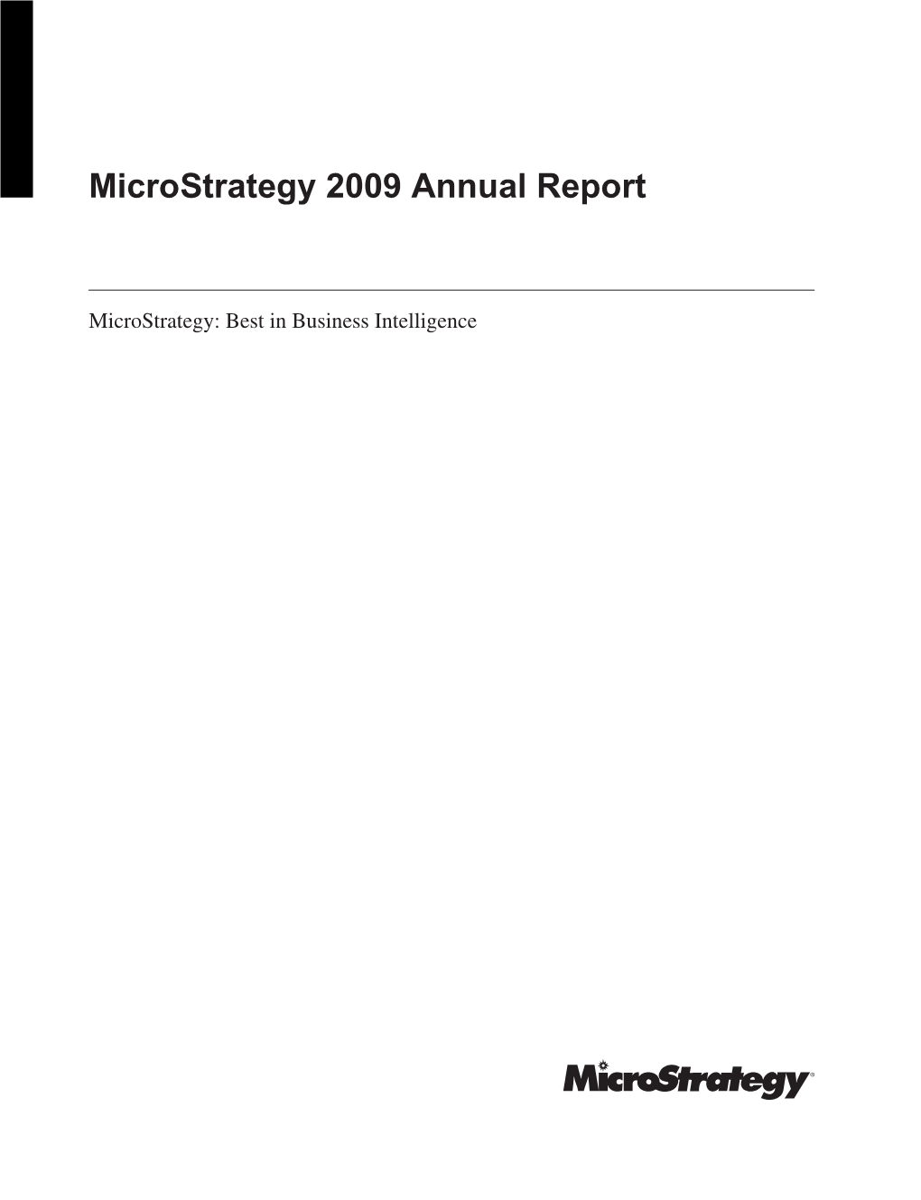 Microstrategy 2009 Annual Report
