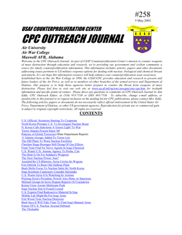 USAF Counterproliferation Center CPC Outreach Journal #258