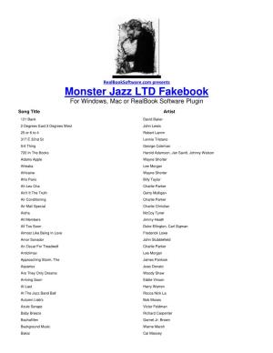 Monster Jazz LTD Fakebook for Windows, Mac Or Realbook Software Plugin