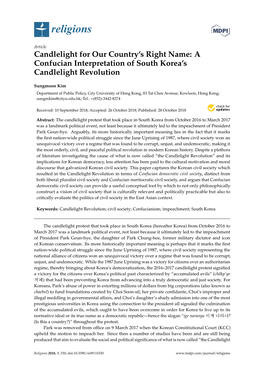 A Confucian Interpretation of South Korea's Candlelight Revolution