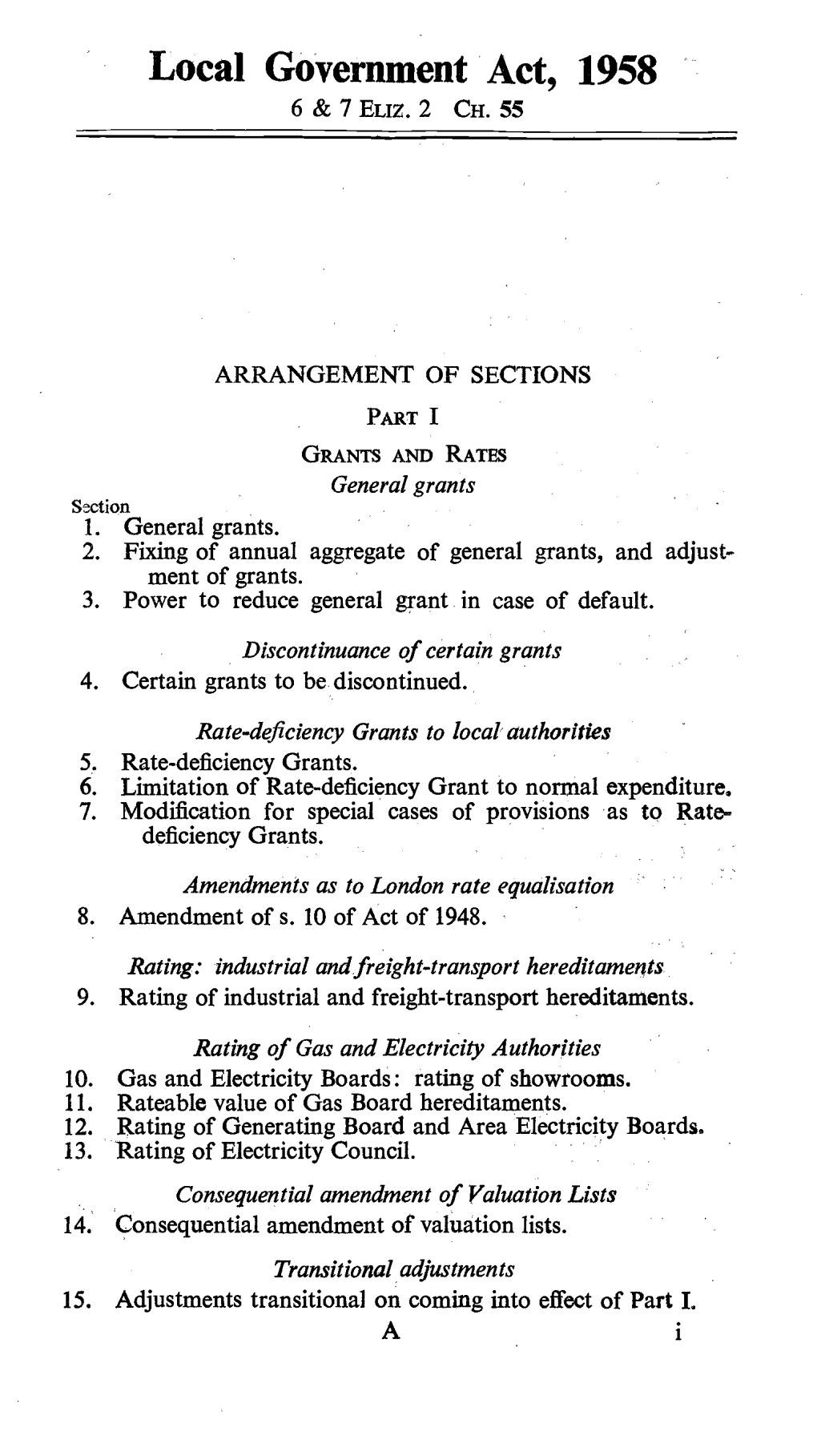 Local Government Act, 1958 6 & 7 Eliz
