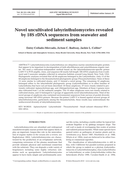 Novel Uncultivated Labyrinthulomycetes Revealed by 18S Rdna Sequences from Seawater and Sediment Samples