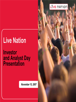 Live Nation Investor and Analyst Day Presentation