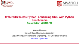 Enhancing OMB with Python Benchmarks Presentation at MUG ‘21