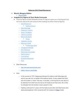 Nekocon 2015 Panel Resources • Bleach