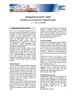 Schlaglicht Israel Nr. 10/09 Aktuelles Aus Israelischen Tageszeitungen 11