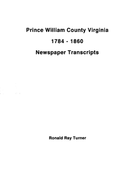 Prince William County Virginia Newspaper Transcripts
