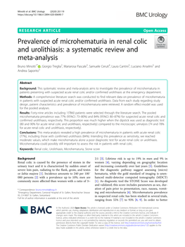Prevalence of Microhematuria in Renal Colic and Urolithiasis: a Systematic Review and Meta-Analysis