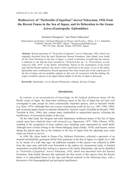 Turbonilla (Cingulina)” Morsei Yokoyama, 1926 from the Recent Fauna in the Sea of Japan, and Its Relocation to the Genus Acirsa (Gastropoda: Epitoniidae)