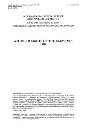 Atomic Weights of the Elements 1989